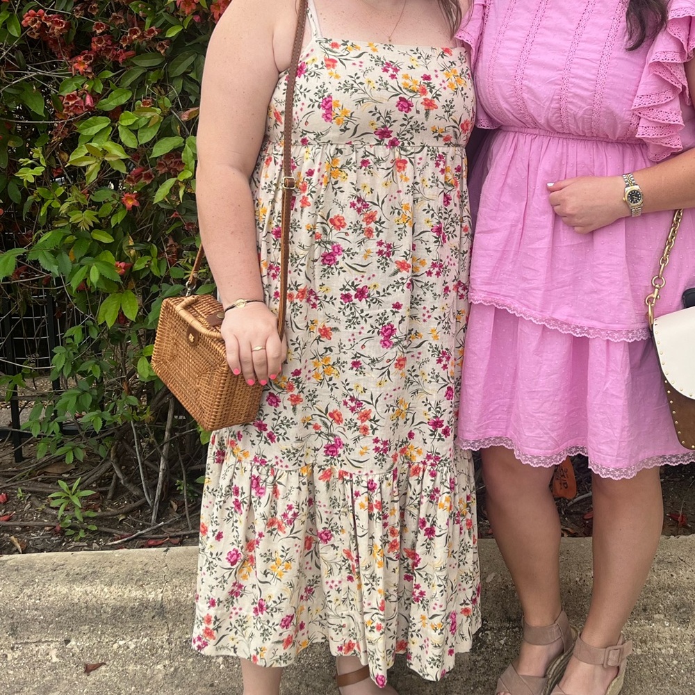 Floral Midi Dress with Tie Back